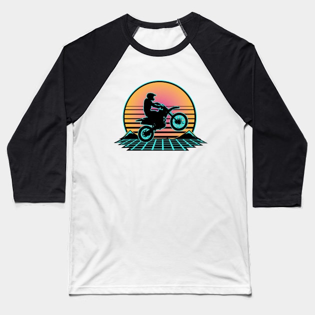 Dirt Bike Outrun Baseball T-Shirt by jamboi